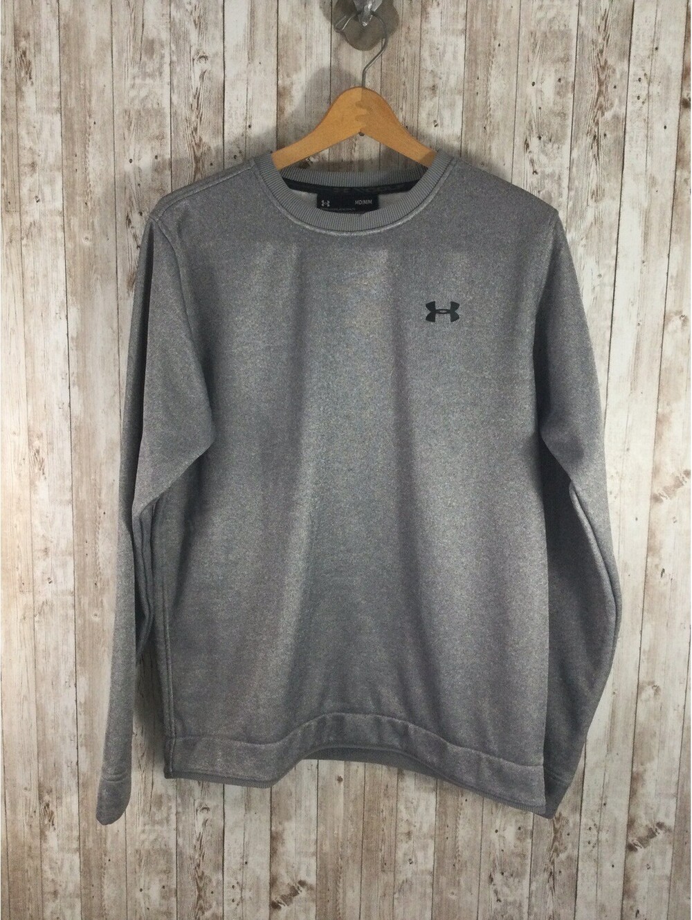 Under Armour ColdGear Crewneck Sweatshirt, Medium Gray Loose Fit Logo